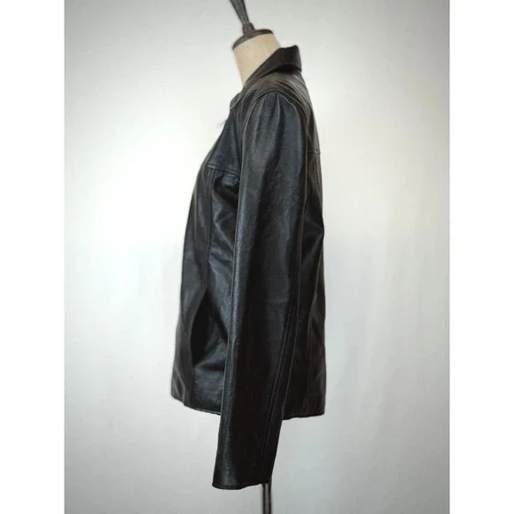 Fionte Italian Black Leather Mens Bomber Jacket XS #1-0164 Italy - Picture 3 of 13